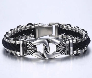 Stainless Steel Aztec Leather Woven Bracelet-Your Soul Place
